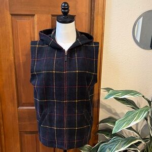 PRICE FIRM Lauren Ralph Lauren Black and Orange Plaid Vest Size L
